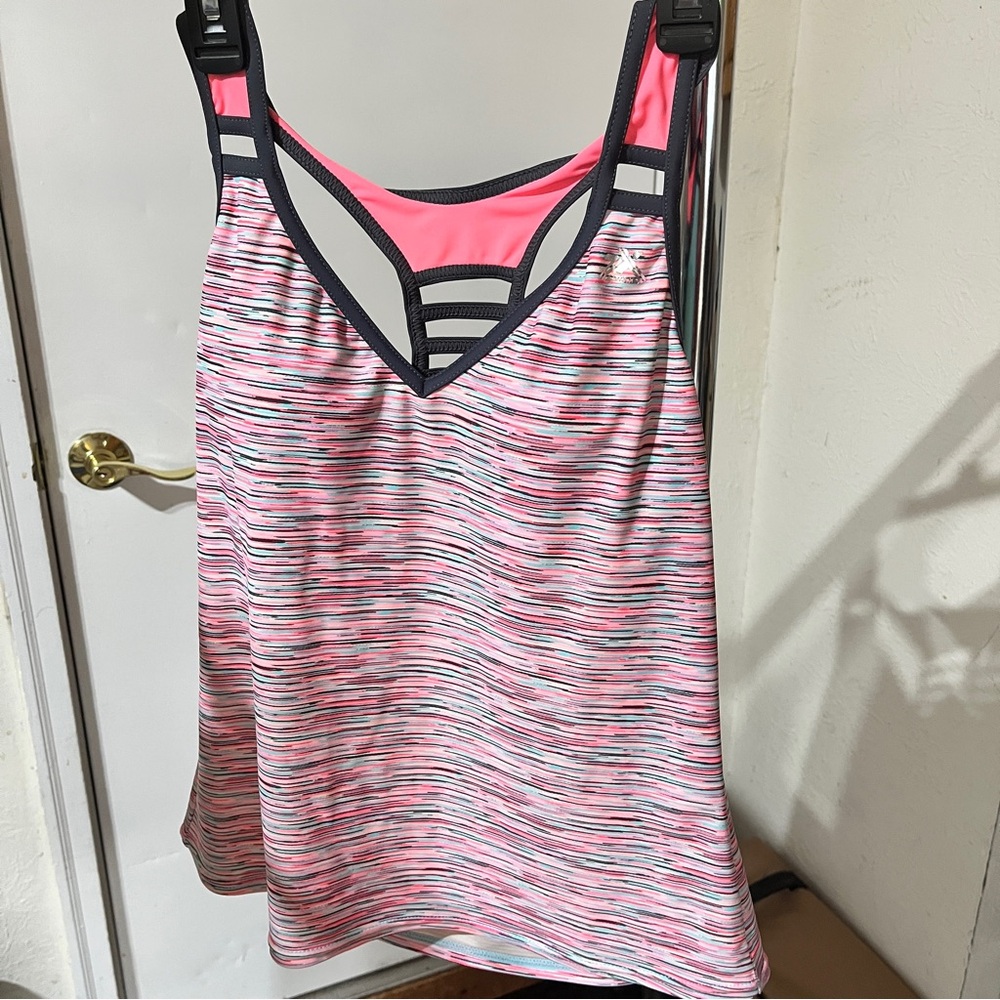 ZeroXposur Pink and Gray Women's Swim Top